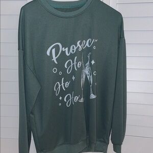 Green Holiday Sweatshirt with Festive Print